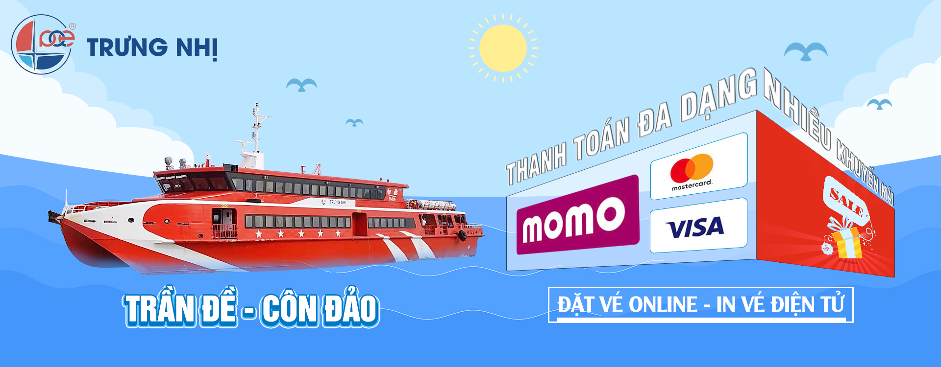 Đặt vé  tàu trần đề côn đảo thanh toán đa dạng